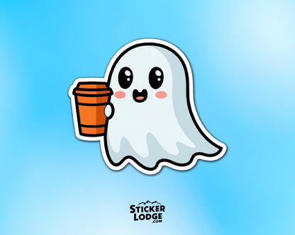 Ghost Pumpkin Spice Latte Coffee Vinyl Sticker