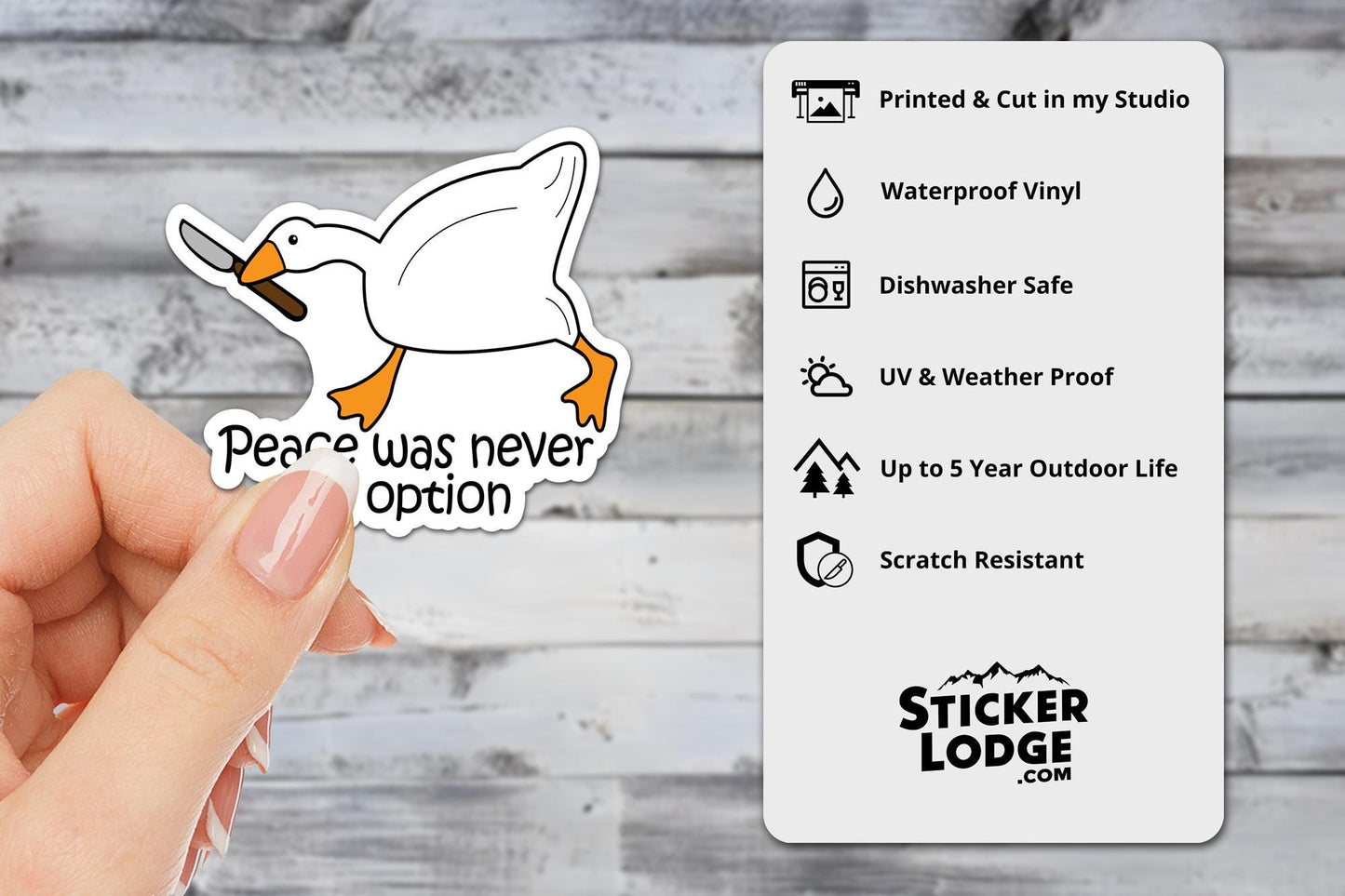 Peace Was Never An Option Goose Vinyl Sticker