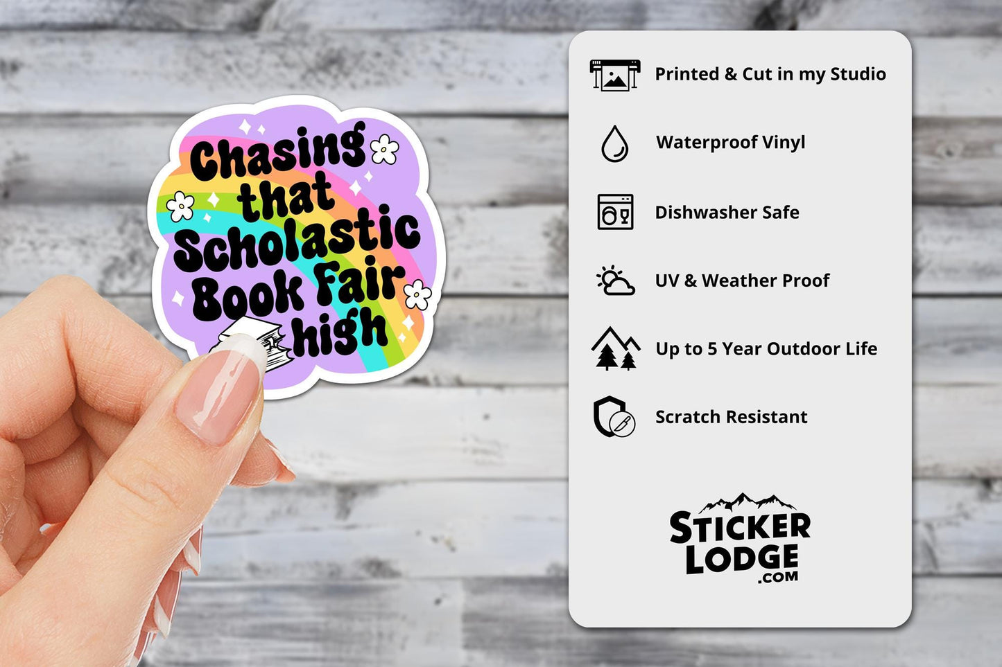 Chasing That Scholastic Book Fair High Vinyl Sticker