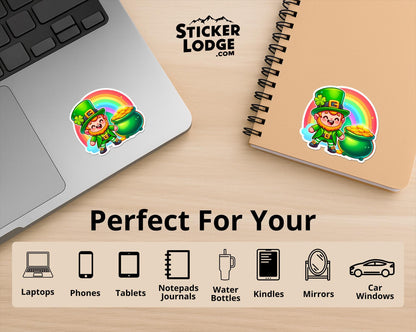 Leprechaun with Pot of Gold Vinyl Sticker