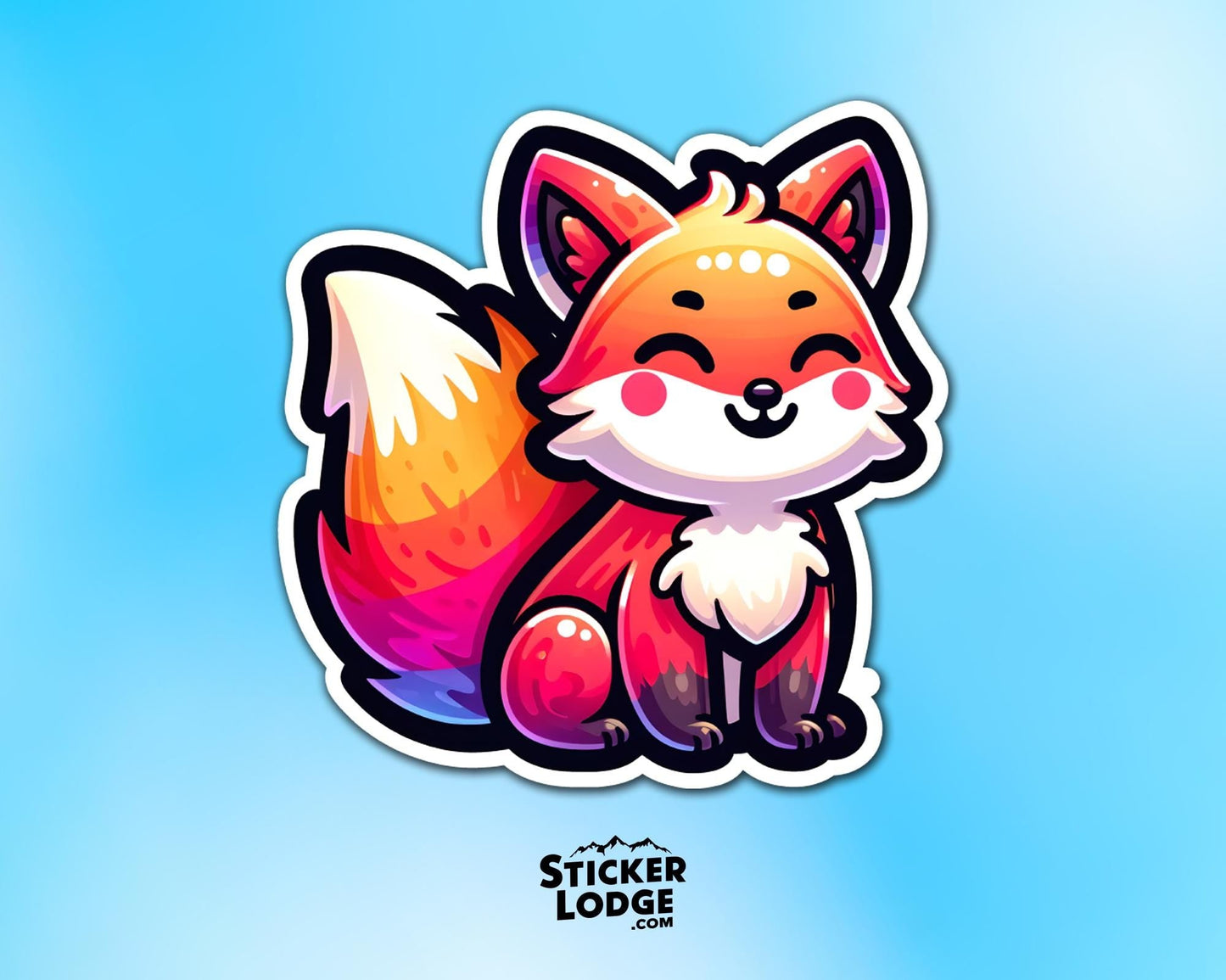 Happy Cute Kawaii Fox Vinyl Sticker
