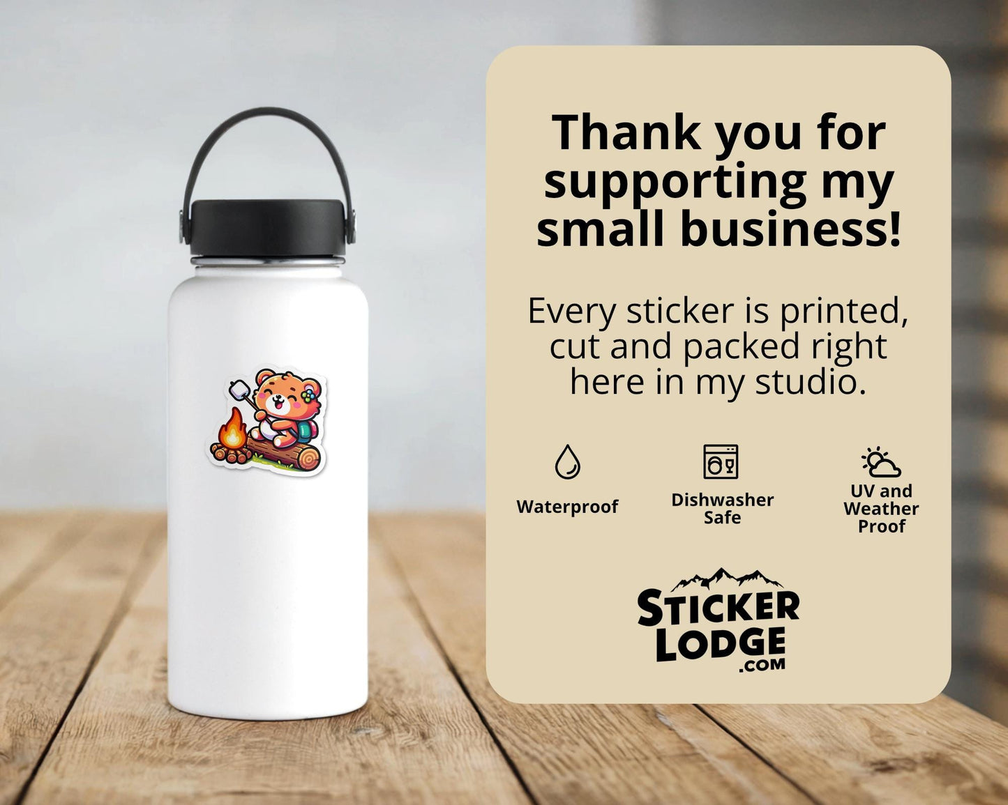 Happy Camper Bear Vinyl Sticker