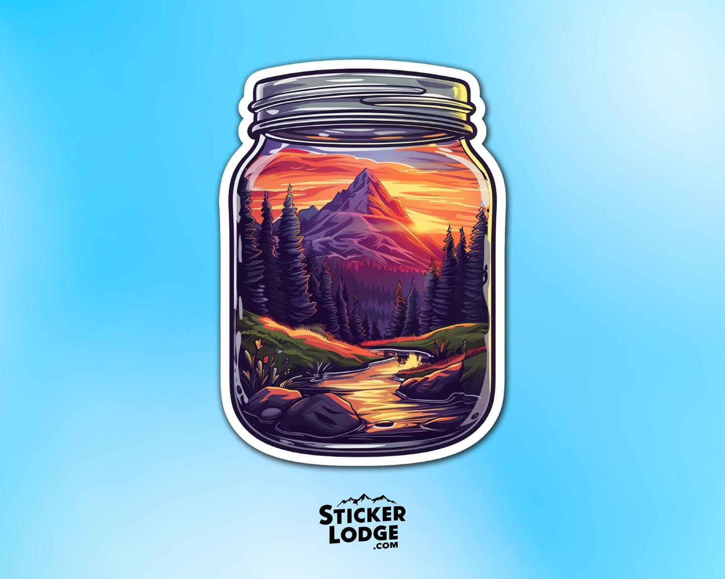 Sunset Mountain Escape Vinyl Sticker