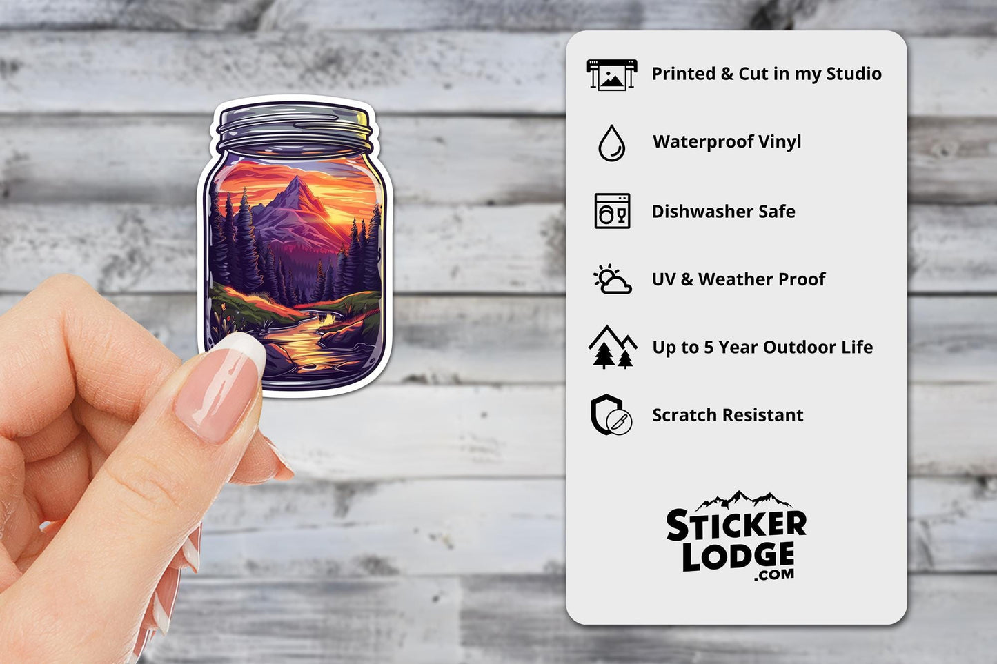 Sunset Mountain Escape Vinyl Sticker