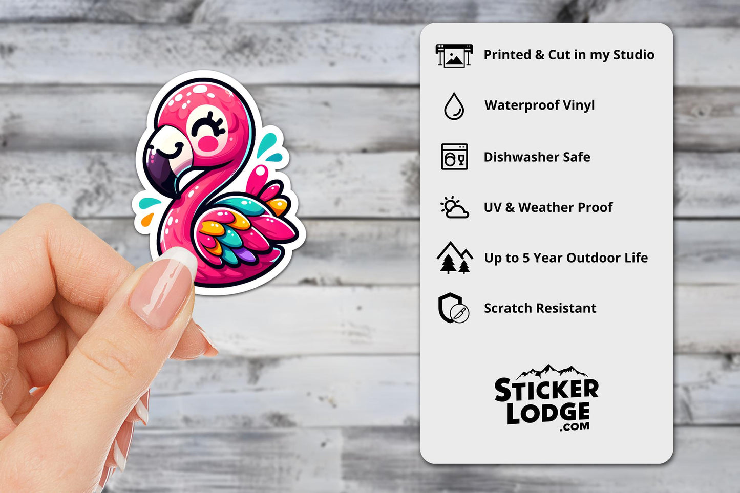 Flamingo Kawaii Style Vinyl Sticker