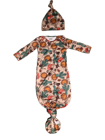Cactus sun gown and hat set