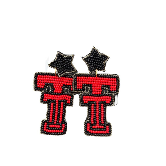 Double Texas Tech Beaded Earrings