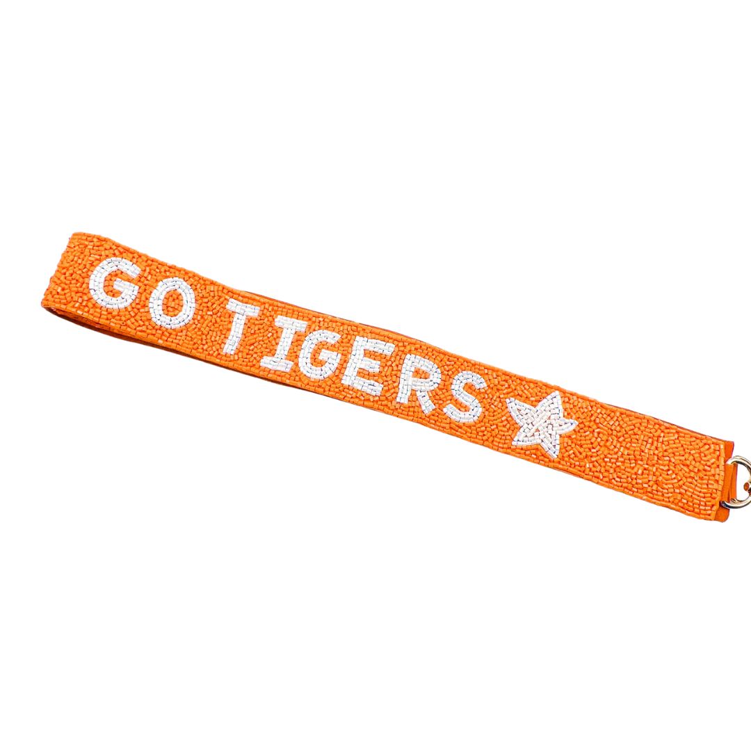 Beaded strap Go tigers orange white