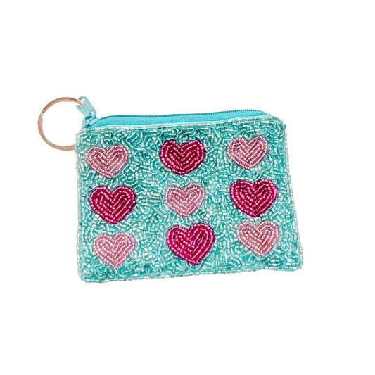 Multi Pink Heart Keychain Pouch