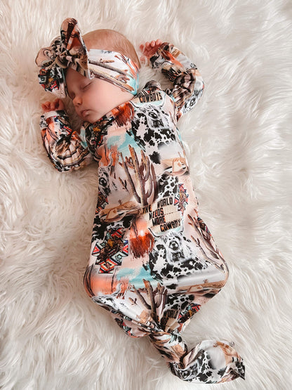Western collage gown and headband set