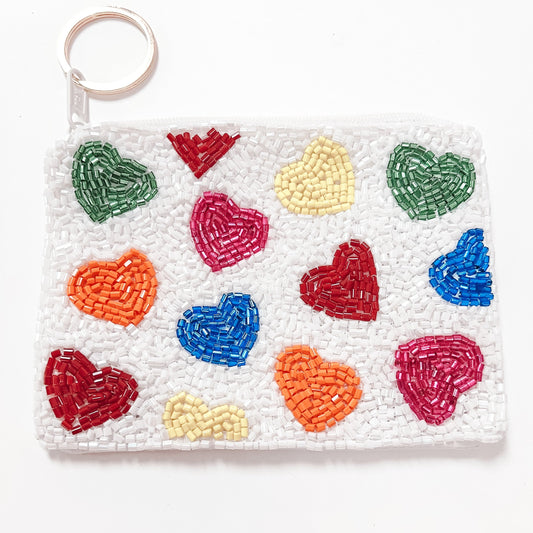 Rainbow Heart Keychain Pouch