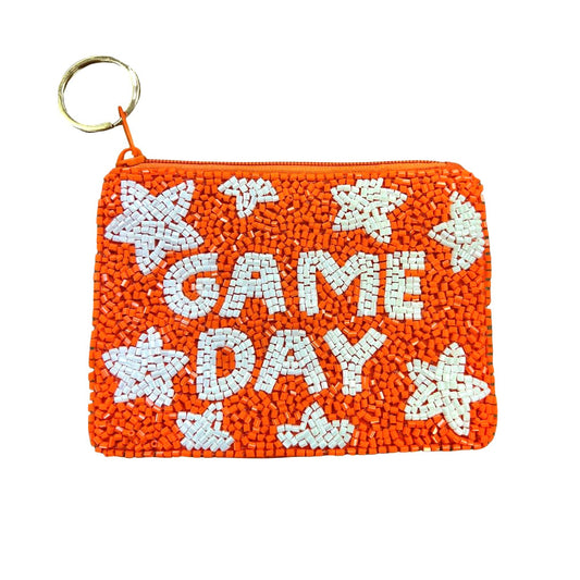 Orange/White Game Day Keychain Pouch