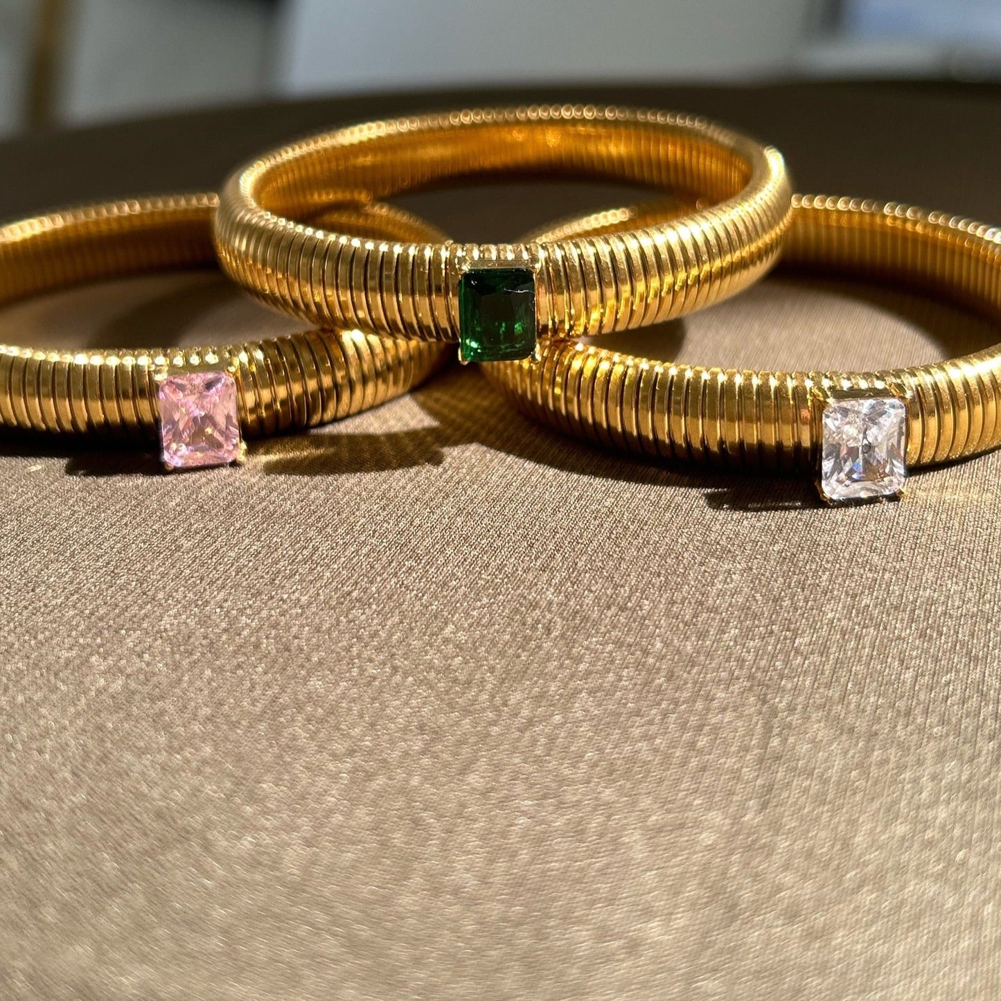 Serenity Emerald CZ Gold Bracelet