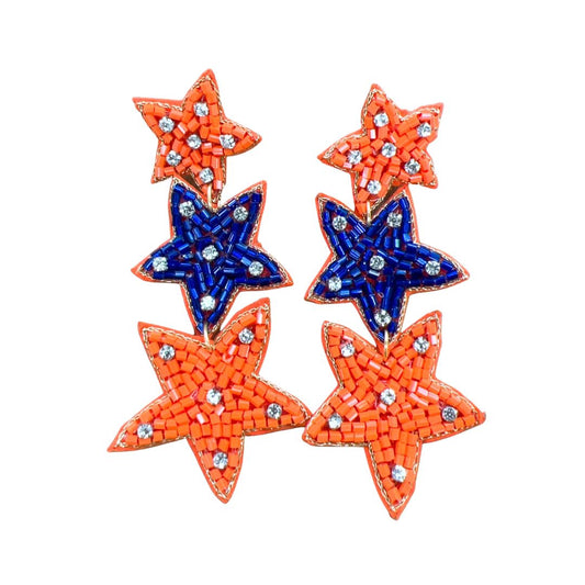 Orange/Blue Star Earrings