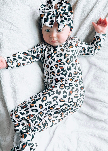 Fall leopard gown and headband set