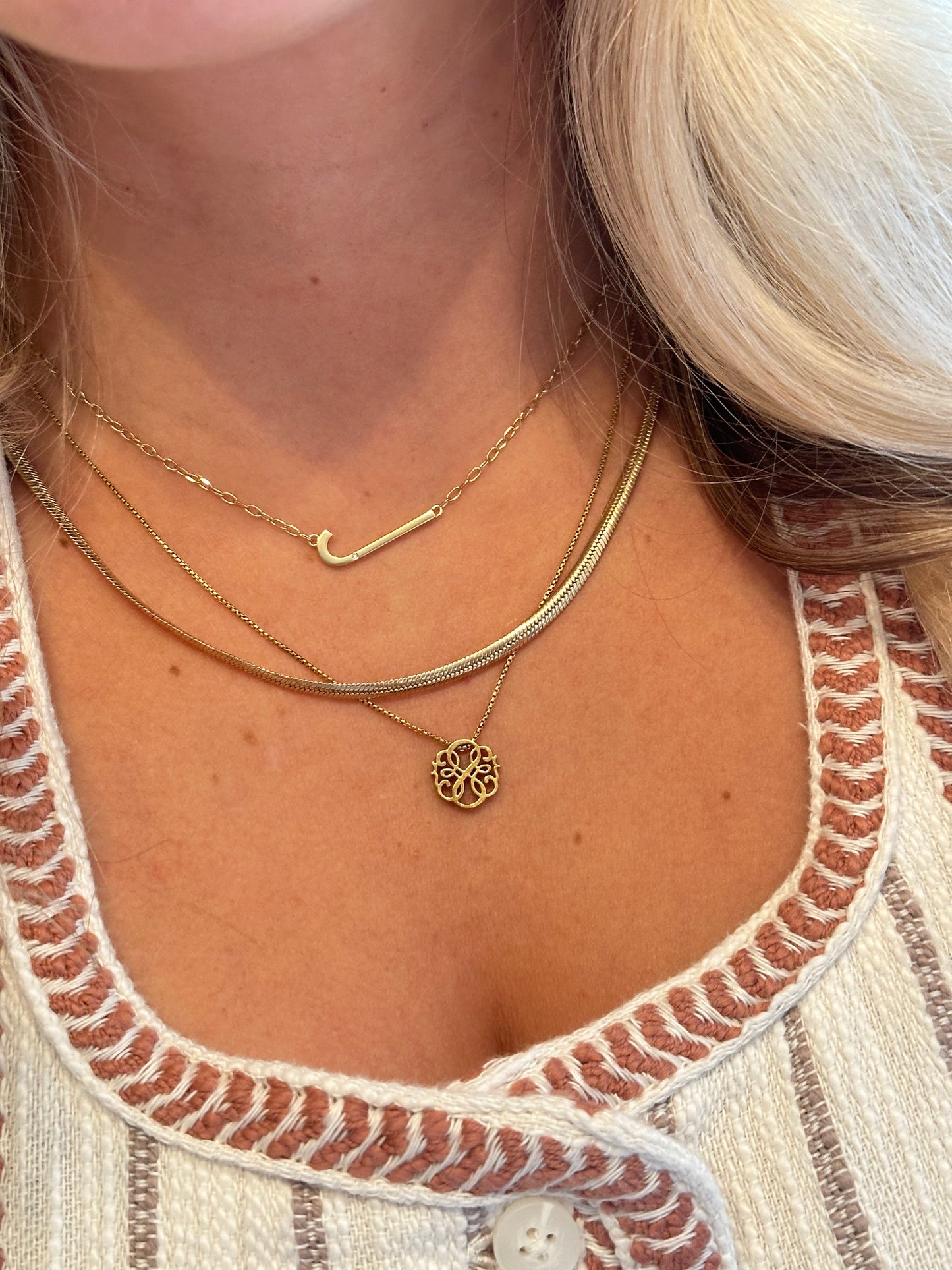 Initial J Precious Elongated Necklace