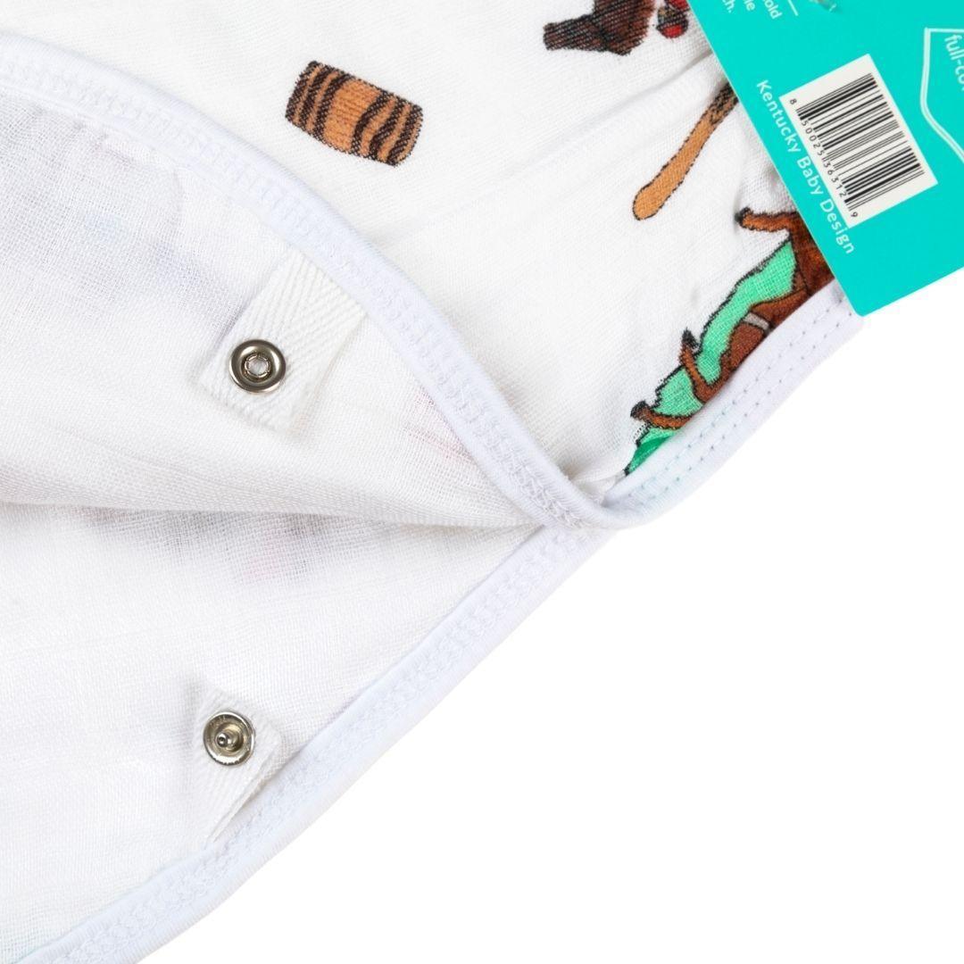 Gift Set: Kentucky Baby Muslin Swaddle Blanket and Burp Cloth/Bib Combo Hospital Coming Home Essential