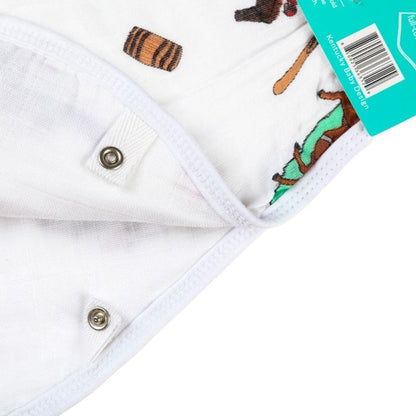 Gift Set: Kentucky Baby Muslin Swaddle Blanket and Burp Cloth/Bib Combo Hospital Coming Home Essential