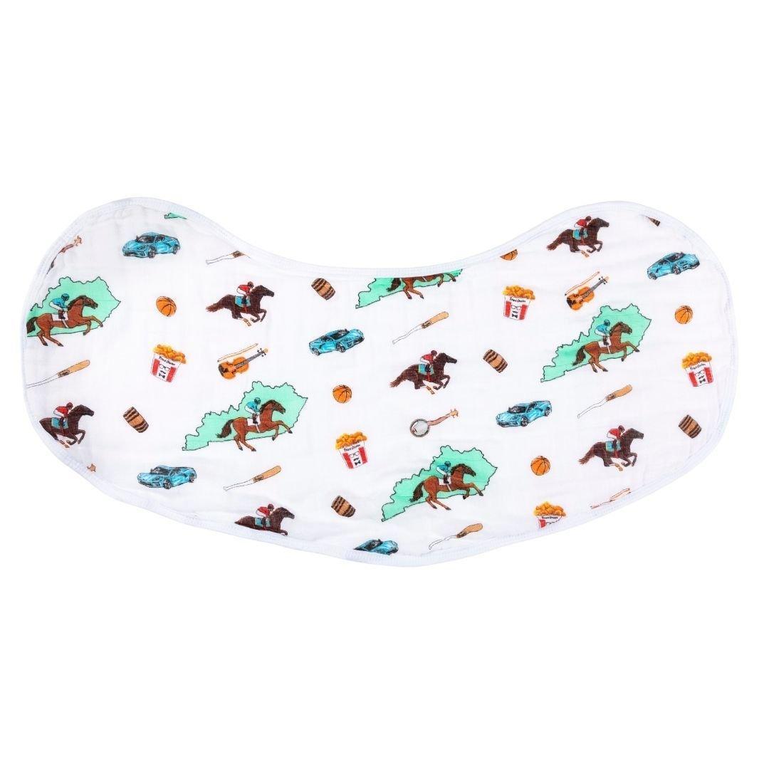 Gift Set: Kentucky Baby Muslin Swaddle Blanket and Burp Cloth/Bib Combo Hospital Coming Home Essential