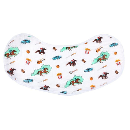 Gift Set: Kentucky Baby Muslin Swaddle Blanket and Burp Cloth/Bib Combo Hospital Coming Home Essential