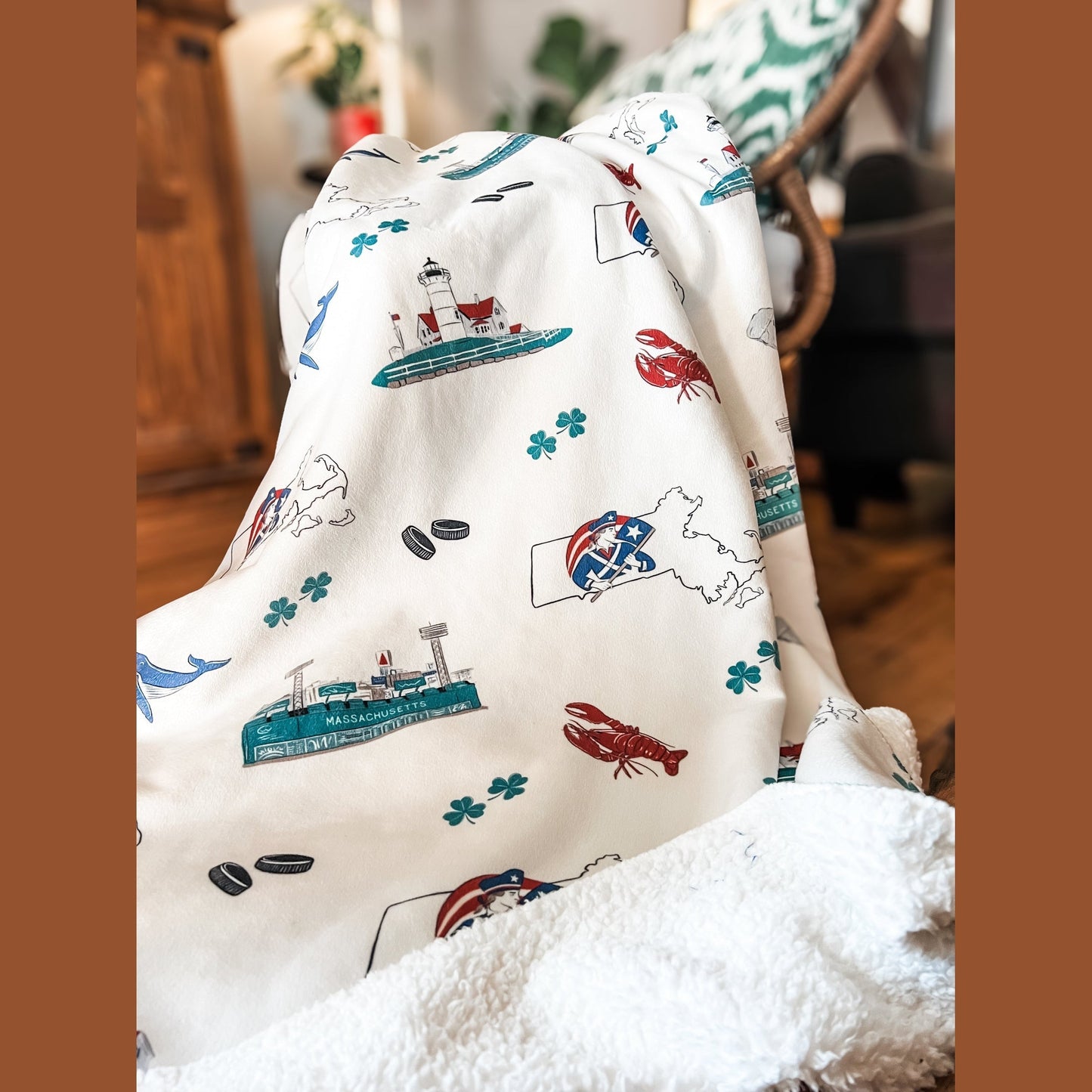 Massachusetts Plush Throw Blanket 60x80 Meaningful Reminder of Home