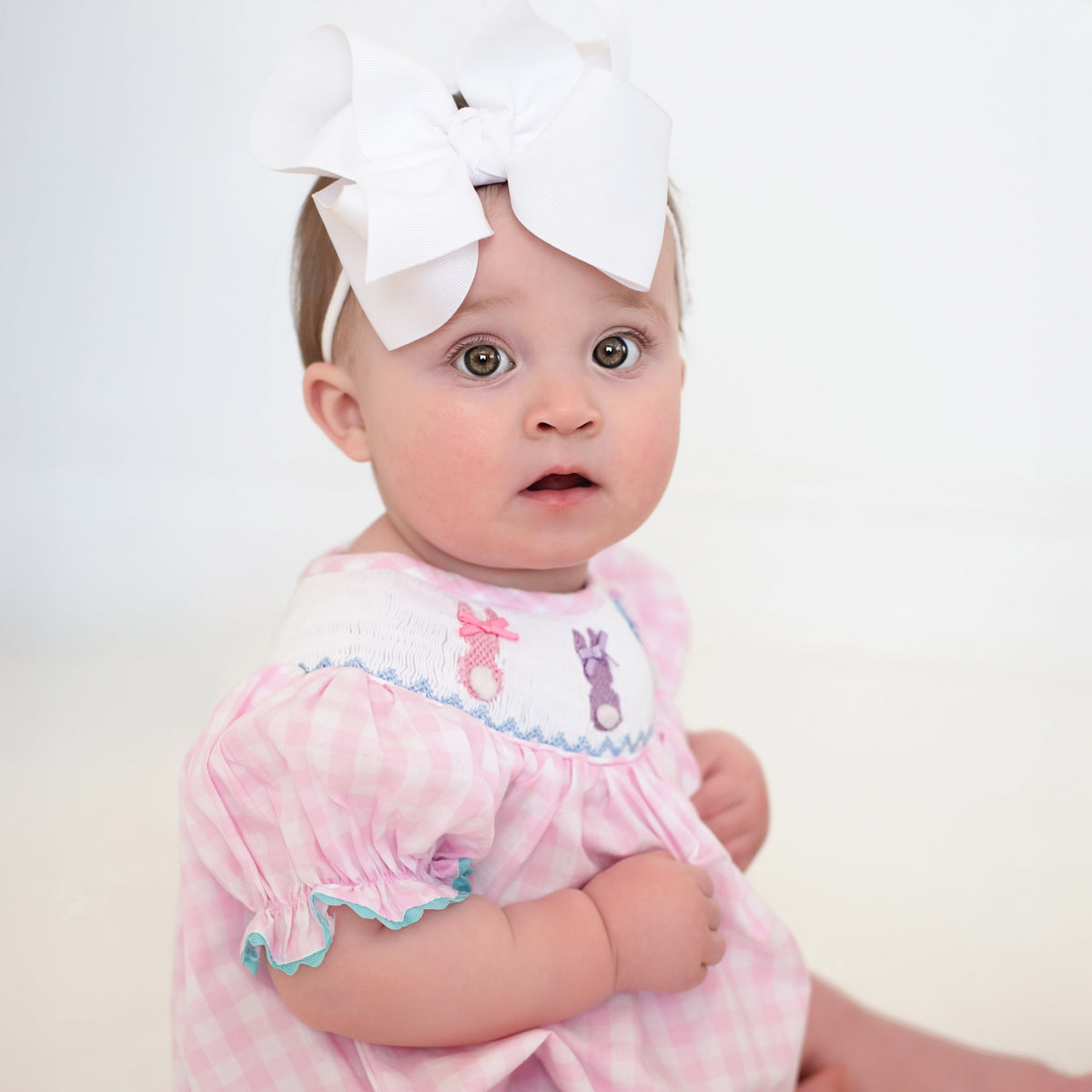 Smocked Pink Bunny Bubble