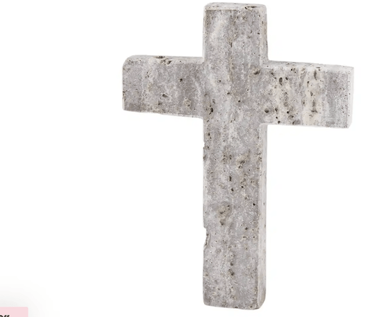 Travertine Cross - Gray
