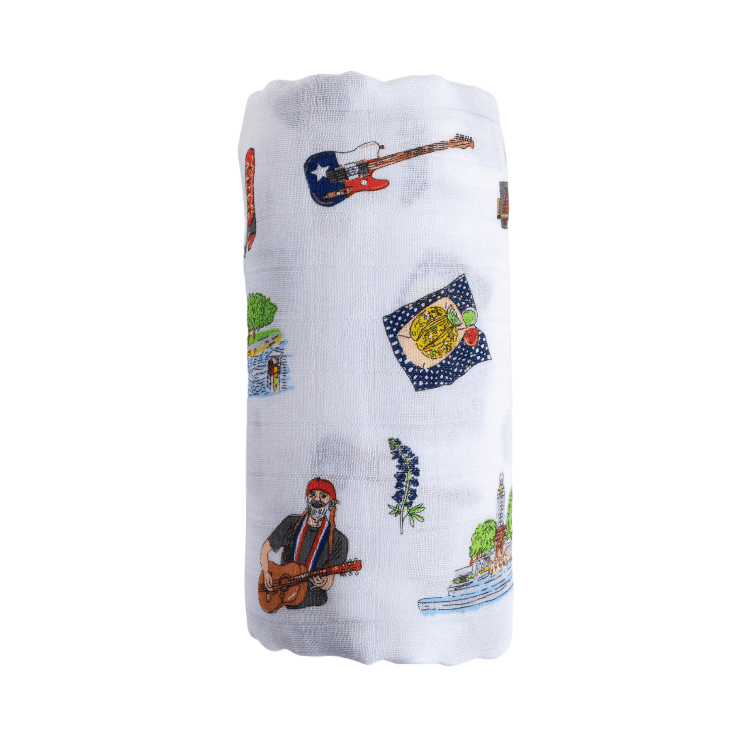 GiftSet: Austin Baby Muslin Swaddle Blanket and Burp Cloth/Bib Combo Extra Large Bamboo Cotton
