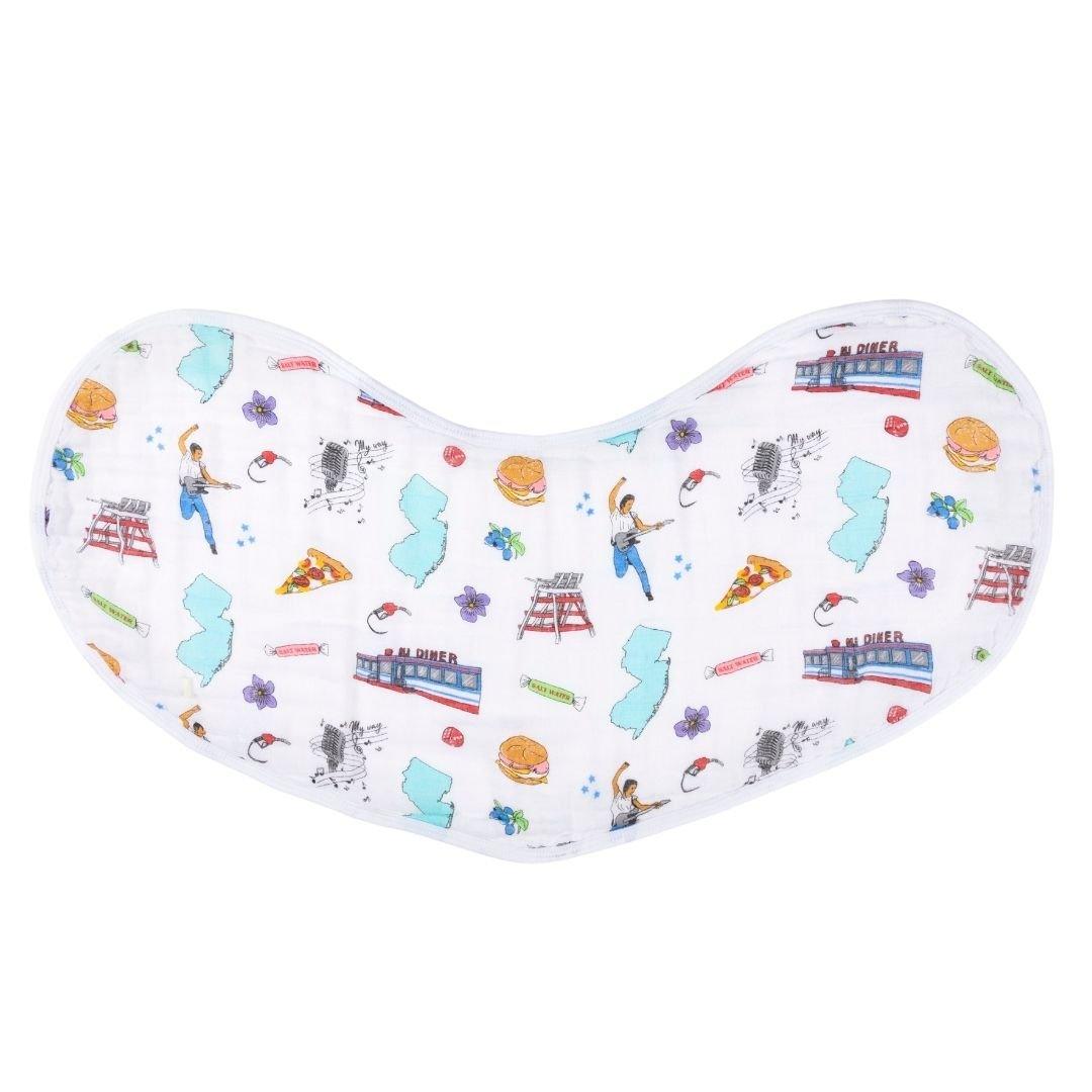 Gift Set: New Jersey Baby Muslin Swaddle Blanket and Burp Cloth/Bib Combo Baby Shower Essential for Newborn