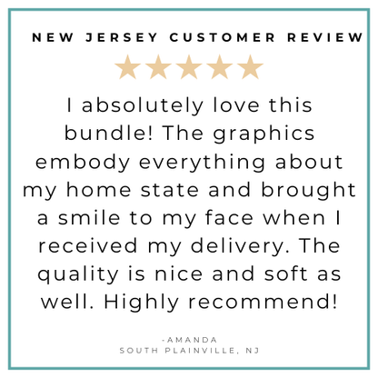 Gift Set: New Jersey Baby Muslin Swaddle Blanket and Burp Cloth/Bib Combo Baby Shower Essential for Newborn