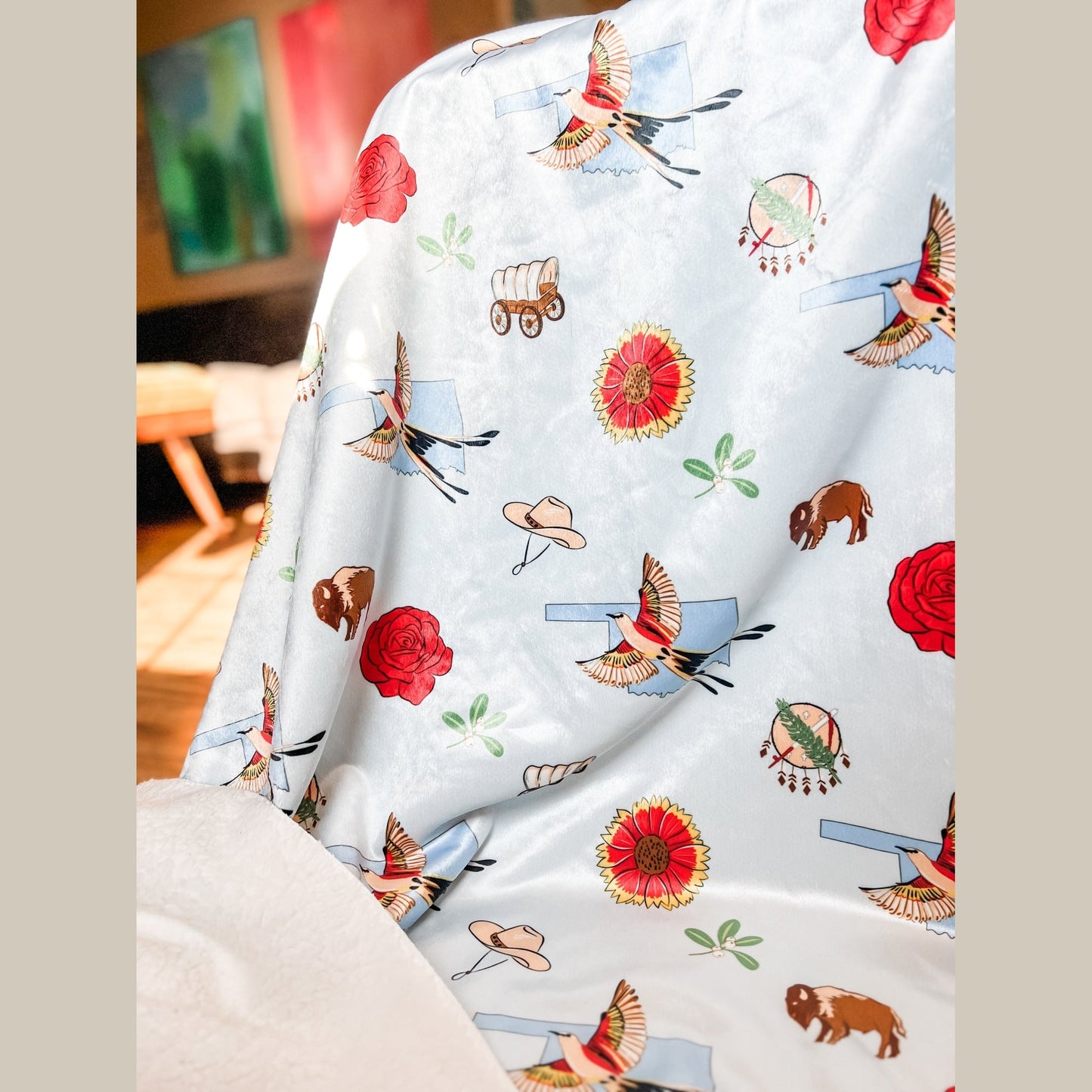 Oklahoma Plush Throw Blanket 60x80 Hometown Keepsake for Home