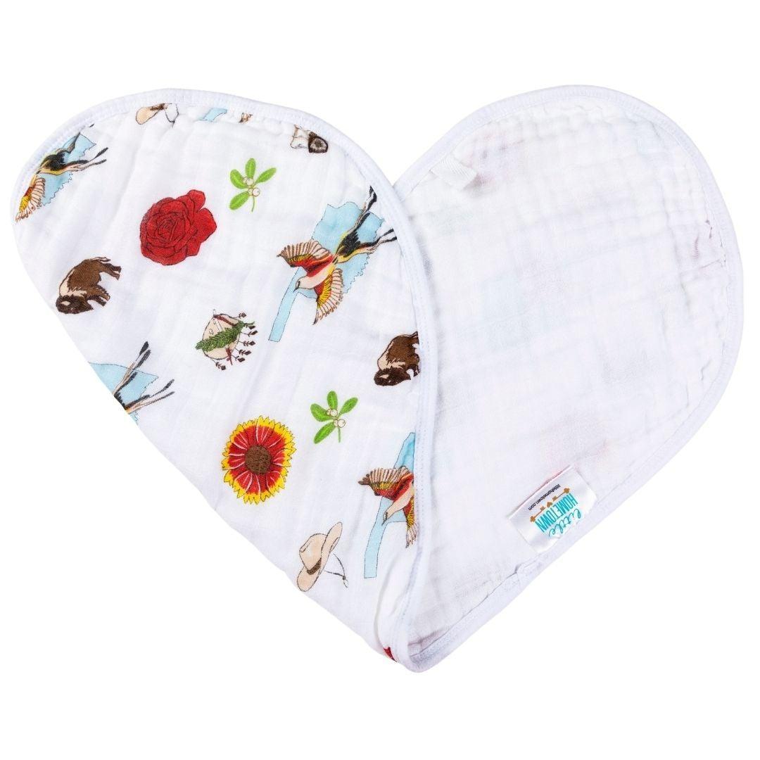 Gift Set: Oklahoma Swaddle Blanket and Burp Cloth/Bib Combo Soft Breathable Bamboo Cotton