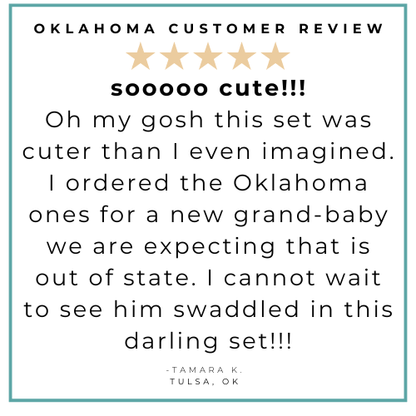 Gift Set: Oklahoma Swaddle Blanket and Burp Cloth/Bib Combo Soft Breathable Bamboo Cotton