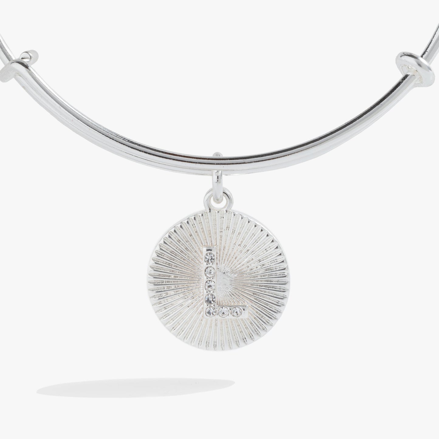 Initial L Pave Starburst Texture Bangle