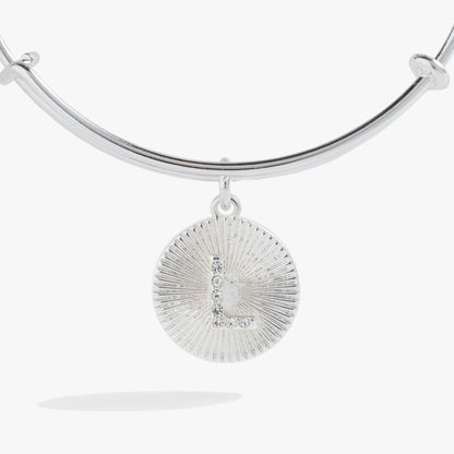 Initial L Pave Starburst Texture Bangle