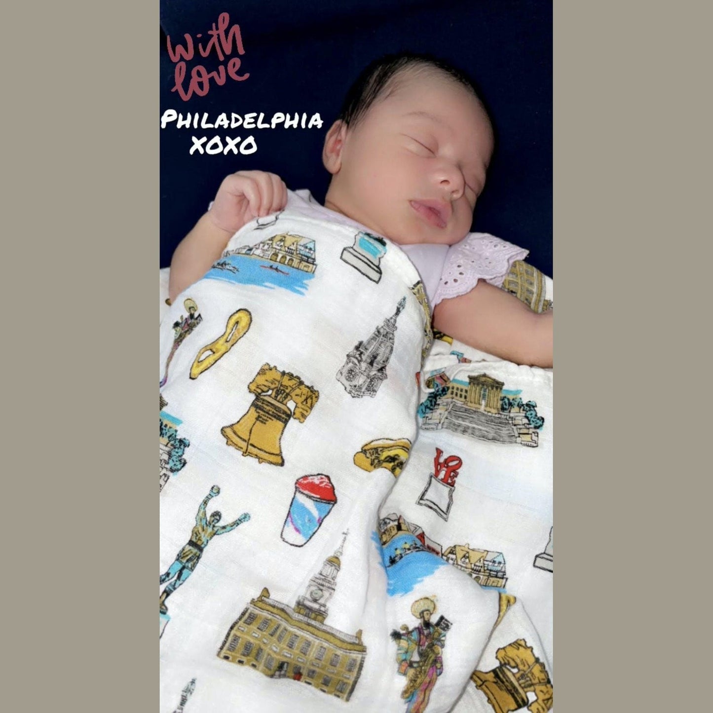 Gift Set: Philadelphia Baby Muslin Swaddle Blanket and Burp Cloth/Bib Combo Newborn Essentials for Feeding and Comfort