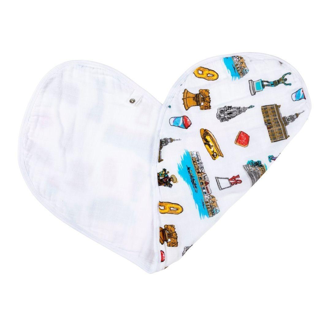 Gift Set: Philadelphia Baby Muslin Swaddle Blanket and Burp Cloth/Bib Combo Newborn Essentials for Feeding and Comfort