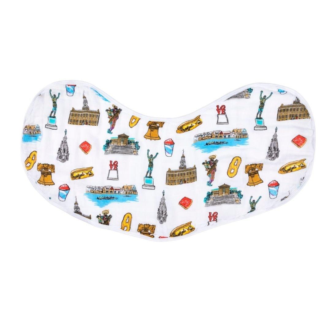 Gift Set: Philadelphia Baby Muslin Swaddle Blanket and Burp Cloth/Bib Combo Newborn Essentials for Feeding and Comfort