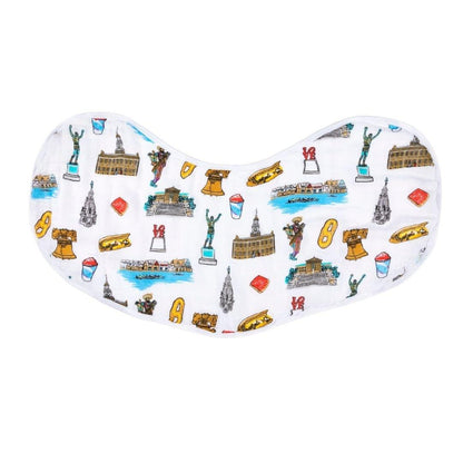 Gift Set: Philadelphia Baby Muslin Swaddle Blanket and Burp Cloth/Bib Combo Newborn Essentials for Feeding and Comfort