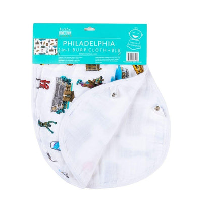 Gift Set: Philadelphia Baby Muslin Swaddle Blanket and Burp Cloth/Bib Combo Newborn Essentials for Feeding and Comfort