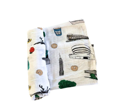 Washington Square Park NYC Newborn Gift Bundle: Swaddle, Bib & Onesie