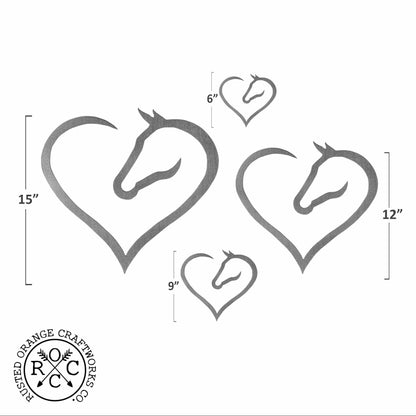 Horse Heart Silhouette - 4 Sizes - Cowgirl Room Horse Wall Decor
