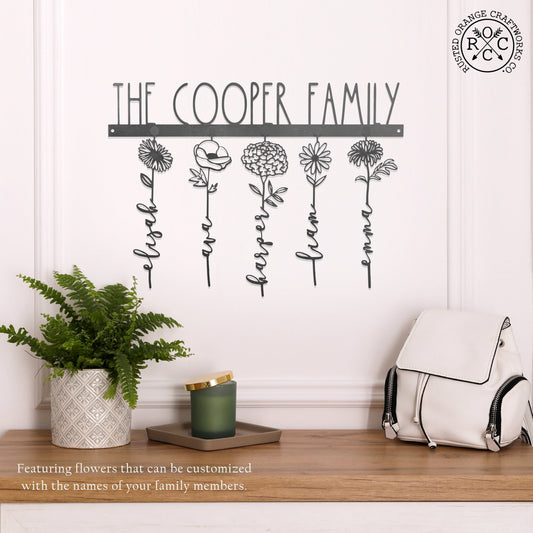 Our Family Garden - Personalized Birth Month Flowers Family Name Sign Mother's Day Gift