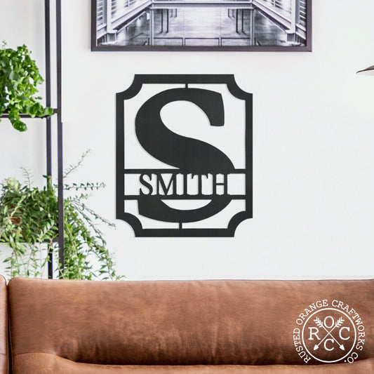 Covington Monogram - Personalized Metal Family Last Name Sign for Home Decor