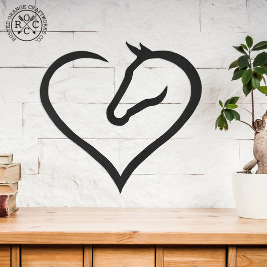 Horse Heart Silhouette - 4 Sizes - Cowgirl Room Horse Wall Decor
