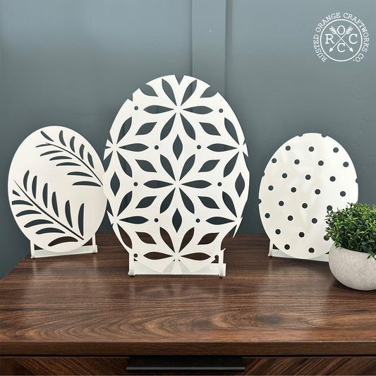 Elegant Metal Easter Egg Decor – Tabletop Cutout 3 Designs