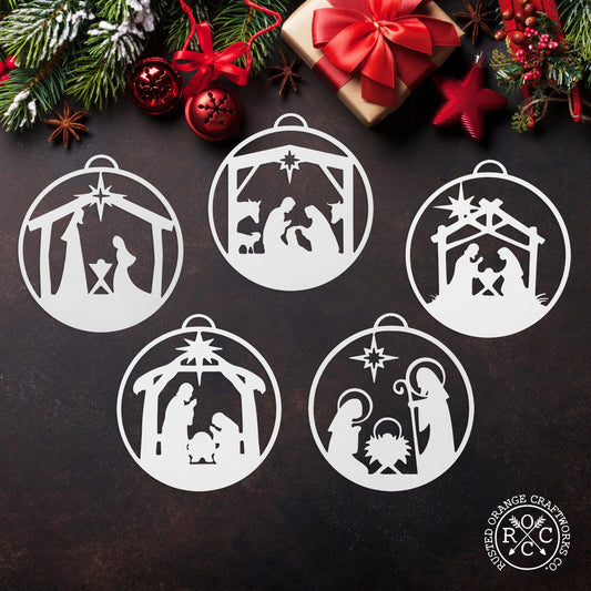 Nativity Ornaments - 5 pack - Metal Christmas Tree Ornaments