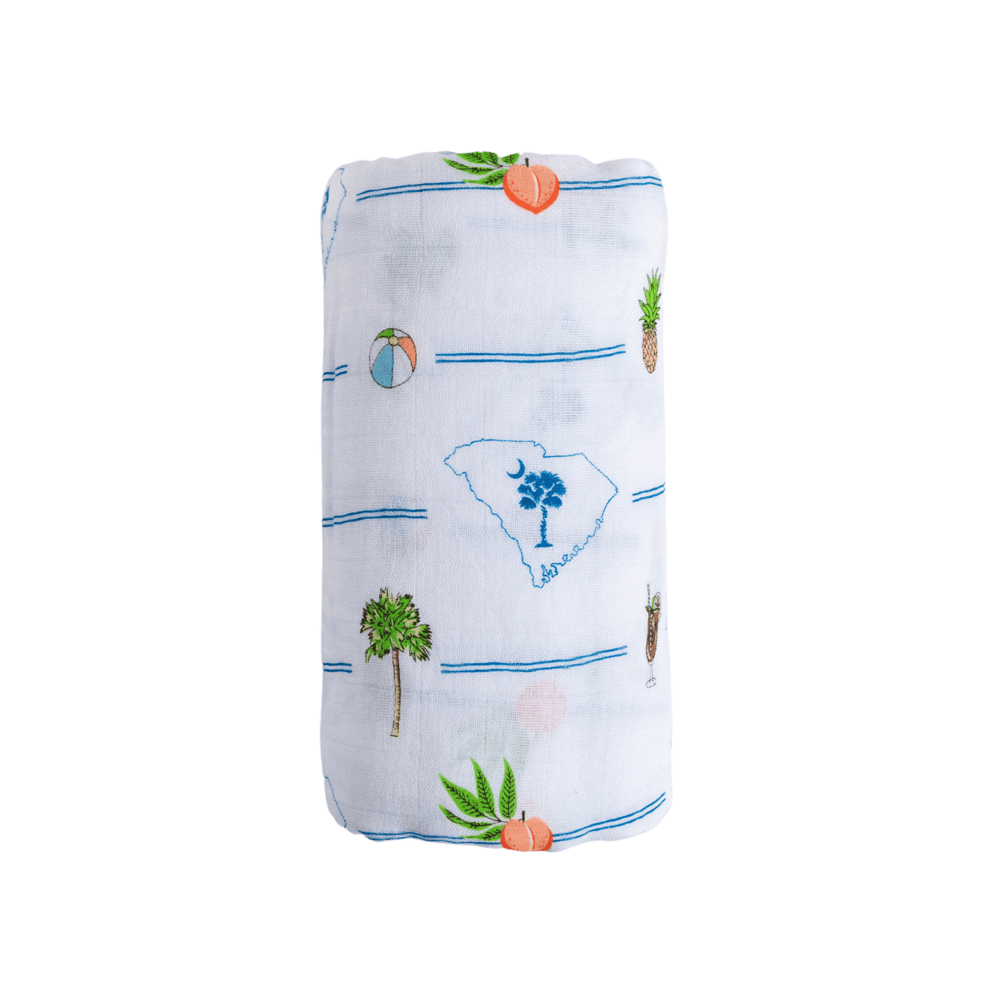 GiftSet: South Carolina Baby Muslin Swaddle Blanket and Burp Cloth/Bib Combo Baby Shower Essential for Newborn