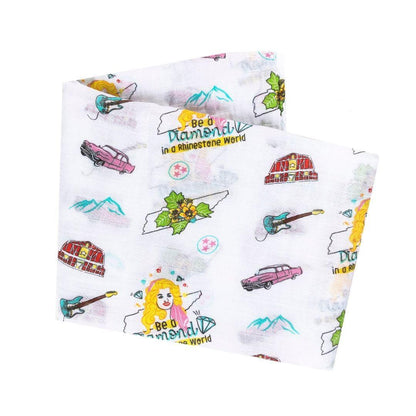 Gift Set: Tennessee Baby Muslin Swaddle Blanket and Burp Cloth/Bib Combo (Floral) Soft Breathable Bamboo Cotton