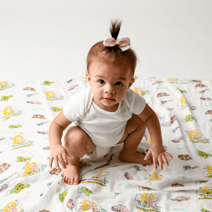 Gift Set: Tennessee Baby Muslin Swaddle Blanket and Burp Cloth/Bib Combo (Floral) Soft Breathable Bamboo Cotton